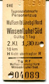 OHE Rückfahrkarte Wulfsen – Winsen (Luhe) Süd