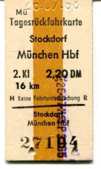 Tagesrückfahrkarte Stockdorf – München