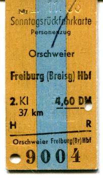 Sonntagsrückfahrkarte Orschweier – Freiburg