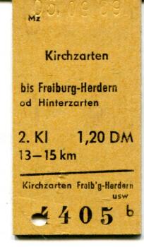 Fahrkarte Kirchzarten – Freiburg-Herdern