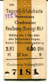 Tagesrückfahrkarte Orschweier – Freiburg Hbf