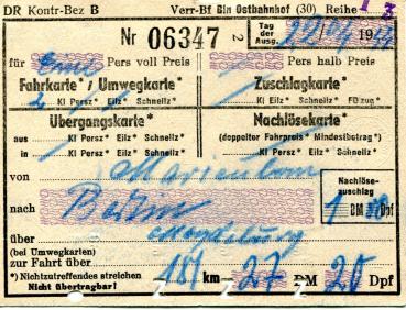 Fahrschein Marienborn – Berlin 1944