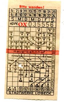 Fahrschein Stadtwerke Lübeck 40 Pfennig