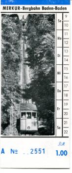 Fahrschein Merkur Bergbahn Baden-Baden