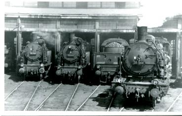 75 562, 75 544, 38 243 und 38 244 Bw Chemnitz Hbf 1965