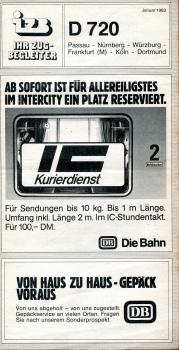 Ihr Zugbegleiter D 720 Passau – Dortmund Januar 1983