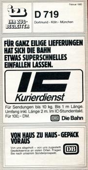 Ihr Zugbegleiter D 719 Dortmund – München Februar 1983