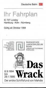 Ihr Fahrplan IC 727 Loreley Hamburg – Köln – Nürnberg ab Oktober 1994