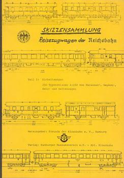 Skizzensammlung Reisezugwagen Teil 1der Reichsbahn Einheitswagen, Personen-, Gepäck-, Heiz- und Zellenwagen