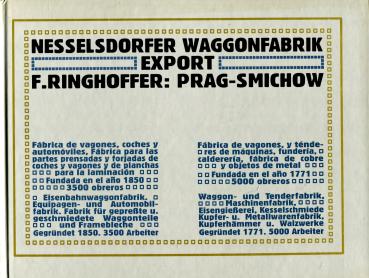 Nesselsdorfer Waggonfabrik Export F. Ringhofer Prag Smichow