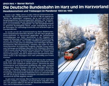 Die Deutsche Bundesbahn im Harz und im Harzvorland. Diesellokomotiven und Triebwagen im Plandienst 1969 bis 1994