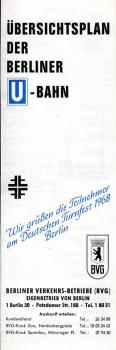 BVG Berlin Übersichtsplan 1968 zum Turnfest