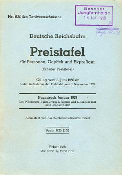 Preistafel DR 1959