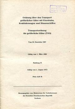 Ordnung über den Transport gefährlicher Güter Nachtrag II 1973 D