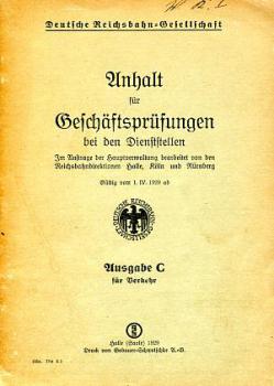 Anhalt für Geschäftsprüfungen Ausgabe C für Verkehr DRG 1929