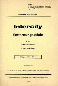 DB Intercity Entfernungstafeln 1973