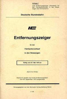 DB Intercity Entfernungszeiger 1979