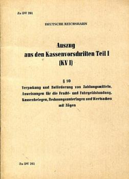 zu DV 261 Auszug Kassenvorschriften Teil 1