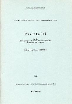 Preistafel DB 1988