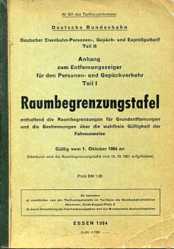 Raumbegrenzungstafel 1964 Entfernungen für wahlweise Gültigkeit