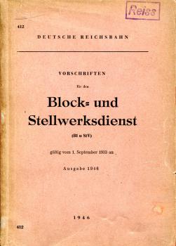 DV 412 Block- und Stellwerksdienst 1933 -  Ausgabe 1946