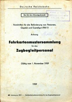 Fahrkartenmustersammlung für das Zugbegleitpersonal DR 1959