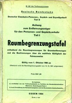 Raumbegrenzungstafel Essen 1964 Tarifverzeichnis