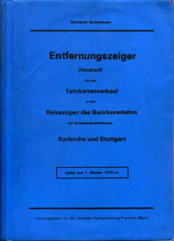 Entfernungszeiger für den Fahrkartenverkauf der Bundesbahndirektionen Karlsruhe und Stuttgart 1975