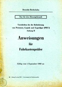 Anweisungen für Fahrkartenprüfer DR 1960