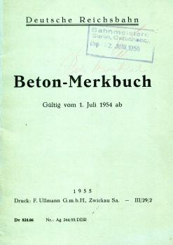 Beton-Merkbuch 1954 DR Deutsche Reichsbahn DV 824.06