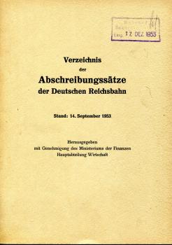 Verzeichnis der Abschreibungssätze der Deutschen Reichsbahn 1953