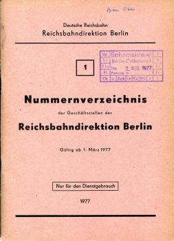 Nummernverzeichnis RBD Berlin 1977