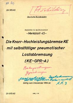 DV 915 / 45 Knorr Hochleistungsbremse KE mit selbsttätiger pneumatischer Lastabbremsung 1964