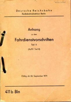 Anhang zu den Fahrdienstvorschriften Rbd berlin 1971