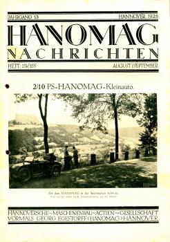 Hanomag Nachrichten Heft 154 / 155 August / September 1926 2/10 PS Hanomag Kleinauto