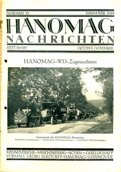Hanomag Nachrichten Heft 156 / 157 Oktober / November 1926 Hanomag WD Zugmaschinen