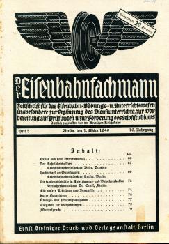 Der Eisenbahnfachmann Heft 5 / 1940