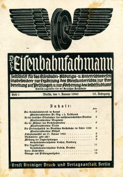 Der Eisenbahnfachmann Heft 1 / 1940