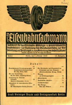 Der Eisenbahnfachmann Heft 3 / 1939