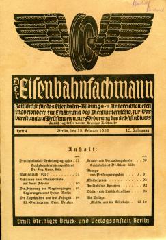 Der Eisenbahnfachmann Heft 4 / 1939