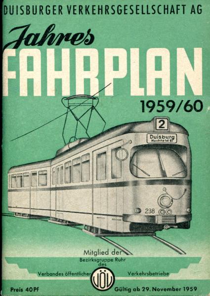 Fahrplan Duisburger Verkehrsgesellschaft 1959 / 1960