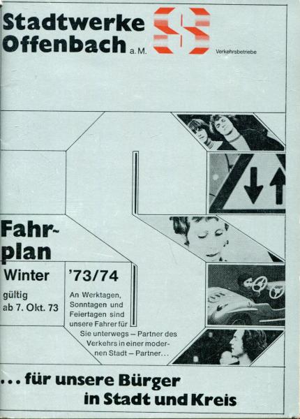 Fahrplan Stadtwerke Offenbach 1973 / 1974