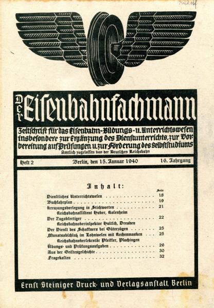 Der Eisenbahnfachmann Heft 2 / 1940