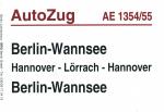 Zuglaufschild Auto Zug AE 1354 / 55 Berlin Wannsee – Lörrach