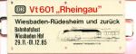 Miniatur Zuglaufschild Vt 601 Rheingau Wiesbaden – Rüdesheim 01.12.1985