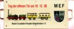 Miniatur Zuglaufschild Tag der offenen Tür 18.12.1988 MEF Gelsenkirchen