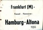 Metall Zuglaufschild Frankfurt – Kassel – Hamburg Altona